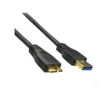 USB 3.0-kabel A-stekker naar micro B 3.0-stekker, vergulde contacten, zwart, 0,20 m, DINIC-polybag