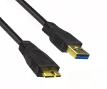 Câble USB 3.0 A mâle vers micro B 3.0 mâle, contacts dorés, noir, 1,00m, DINIC Polybag