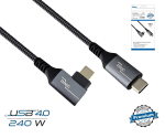 DINIC USB C 4.0 kabel, recht tot 90° hoek, PD 240W, 40Gbps, aluminium plug, nylon kabel, 1m