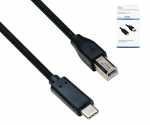 Cabo USB tipo C para ficha USB 2.0 B, preto, 0,50 m, caixa DINIC (caixa de cartão)