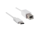 Cabo USB tipo C para ficha USB 2.0 B, branco, 2,00 m, saco plástico