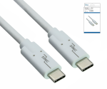 USB 3.2 cable type C-C plug, white, 2 m, supports 100W (20V/5A) charging, box (carton)