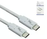 USB 3.2-kabel type C-C-plugg, hvit, 0,50 m, støtter 100 W (20 V/5A) lading, eske (kartong)