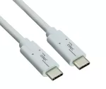 USB 3.2 cable type C-C plug, white, 2 m, supports 100W (20V/5A) charging, polybag