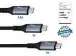 3x kabel USB 3.2 HQ, vtič tipa C-C, 0,5 m + 1 m + 2 m, podpira polnjenje 100 W (20 V/5 A), škatla DINIC