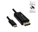 Адаптерен кабел от USB тип C към DisplayPort, 2 м, 4K при 60 Hz, USB 3.1, мъжки към мъжки, черен, DINIC Box