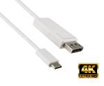 USB 3.1 Kabel Typ C Stecker auf DisplayPort Stecker, 4K*2K@60Hz, weiß, Länge 2,00m, DINIC Blister