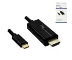 USB 3.1 kabelis iš C tipo kištuko į HDMI, 4K2K@60Hz, HDCP, HDR, juodas, ilgis 2,00 m, dėžutė