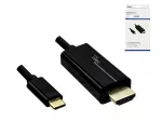 USB 3.1 Kabel Typ C Stecker auf HDMI, 4K2K@60Hz, HDCP, HDR, DP-ALT, schwarz, 2,00m, Box