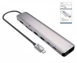 USB-C 9-in-1  Adapter, HDMI 4K/60Hz, 3,5mm Audio 2x USB-A, USB-C laden PD, USB-C Daten, SD/TF, RJ45, DINIC Box