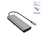 USB-C para 2x USB 3.0, HDMI, RJ45, SD, leitor de cartões SD USB-C, 1x USB-C Data + PD 100W