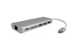 HUB de 2 portas USB 3.1 Tipo C, RJ45, HDMI, 2x USB, leitor de cartões SD, porta de carregamento USB C