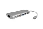 USB 3.1 Type C 2 portos HUB, RJ45, HDMI, 2x USB, SD kártyaolvasó, USB C töltőport