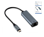 Adapter USB C Stecker/RJ45 Gbit LAN Buchse, 0,2m, 10/100/1000 Mbps mit Auto-Erkennung, space grau, DINIC Box