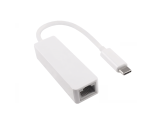 Adaptador ficha USB C / RJ45 Gbit LAN, branco, 10/100/1000 Mbps com deteção automática, 0,2 m, saco plástico DINIC