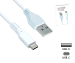 USB Typ C auf A Ladekabel, weiß, 1.5m USB Typ C auf A Stecker, 5V, 3A, Aktionskarton